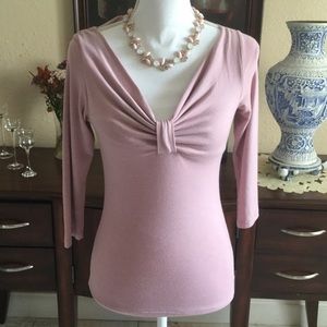 Pink Sweater Top With Bow Detail